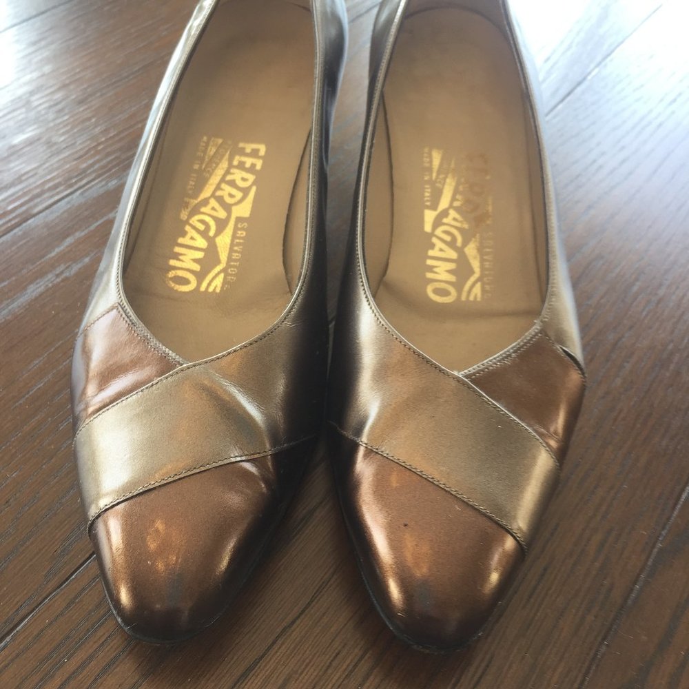 Salvatore Ferragamo Mixed Metallic Pumps